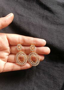 Rose Gold Crystal Oval Drop Earrings