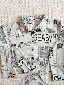 Unique Newspaper Print Button-Up Shirt
