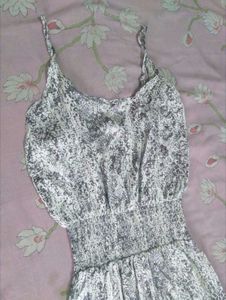 Stylish Black &amp; White Patterned Maxi Dress