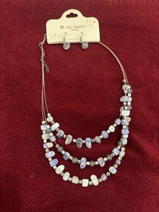 Multi-Layered Beaded Necklace & Earrings Set