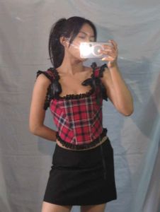 Red Plaid Corset Top