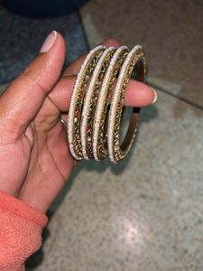 Colorful Stone &amp; Pearl Bangle Set 2.6 size
