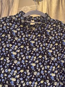 Floral Print High Neck Blouse
