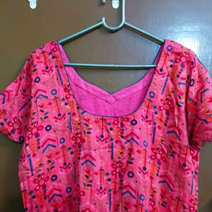 Vibrant Pink Printed Kurta