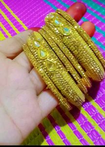 Sparkling Gold Bangles with Embellishments