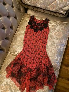 Peach & Black Floral Dress
