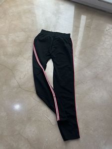 Black Track Pants with Stripe Detail