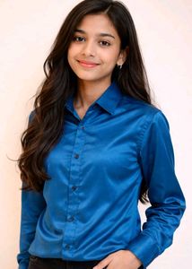 Men's Blue Satin Shirt