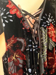 Black Floral Velvet Mini Dress
