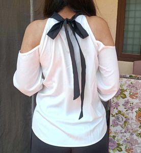 Stylish Cold Shoulder White Top