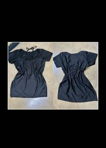 Black butter silk halter neck corset kurti