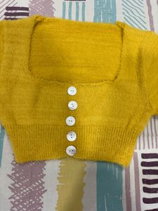 Yellow Cropped Cardigan