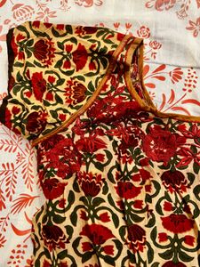 Red Floral Ethnic Anarkali Churidar Dupatta Set