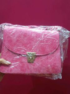 Stylish Pink Croc Embossed Handbag