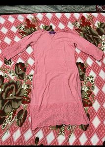 Pink Cotton Chikankari Kurta
