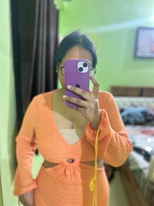 Vibrant Orange Cut-Out Mini Dress
