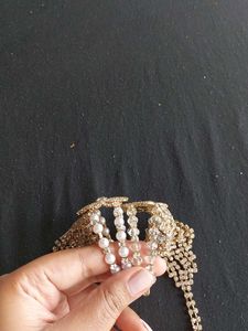 2 Bangle / Bracelet with Ring and Hand Chain