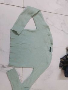 Light Green Ribbed Knit Sweater