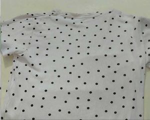 RIO cute striped Dungaree with Polka Dot Top