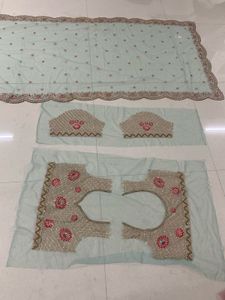 beautiful net saree havy embroidery work