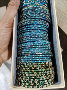 Beautiful Set of Teal &amp; Blue Bangles