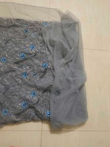 Grey Embroidered Saree cloth 3meter
