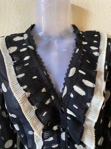 Chic Polka Dot Ruffle Blouse