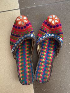 Embroidered Mirror Work Sandals