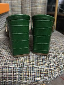 Rosso Brunello Green Heeled Mules