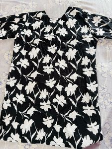 Stylish Black &amp; White Floral short kurti (unused)