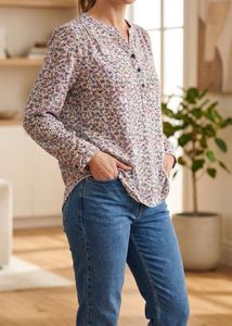 Chic Floral Print Long Sleeve Top