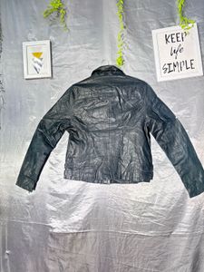vintage Classic Black Leather Biker Jacket