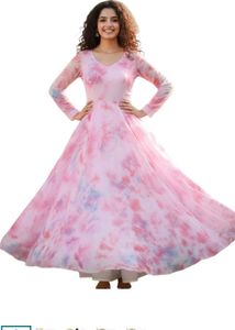 Elegant Pink Tie-Dye Maxi Dress one psc