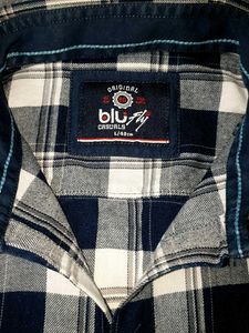 Classic Navy and White Plaid Shirt