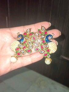 Brass Peacock 🦚 Earrings With Necklace
