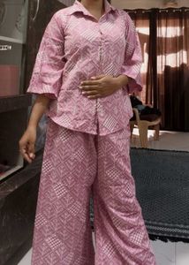 Charming Embroidered Pink coord set