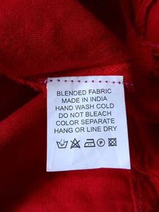 Red Kurta with Golden Stripes and Kuchi Pa