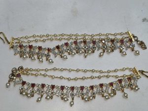 1gm Gold Elegant Pearl long hair and ear ch