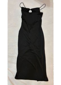 Elegant Ruched Black Maxi Dress