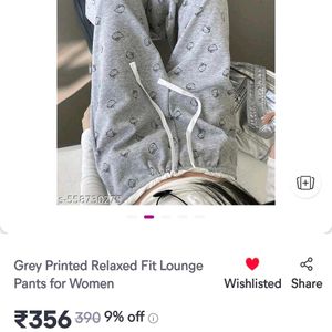 Grey hello kitty Printed Relaxed Lounge Pants