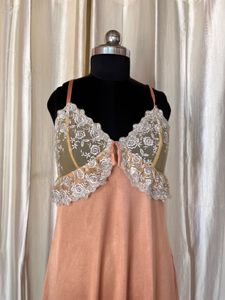 terracotta sunset lace slip dress