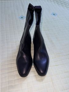 Unisex Zara Stylish Black Leather Ankle Boots