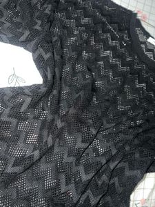 Black Sheer Zigzag Pattern Top