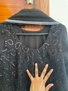 Sequins Kurta Set With Muslin Pants