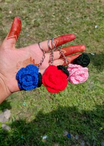 Handmade Rose Keychains (Set of 3)