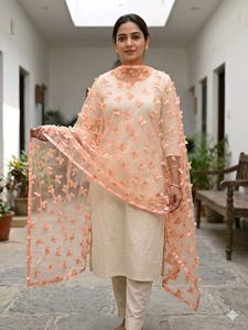 Embellished Sheer butterfly design duppata