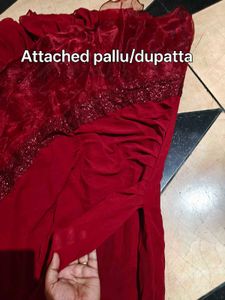 Stunning Maroon Sequined Lehenga Saree with Blouse
