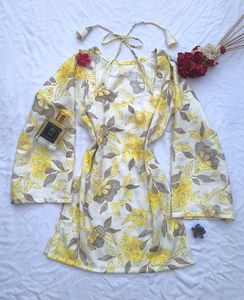 Floral Dori neck corset back kurti 💛
