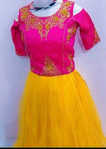 Pink &amp; Yellow Lehenga Choli Set