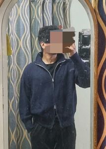 OLD MONEY Navy Knit Zip Cardigan